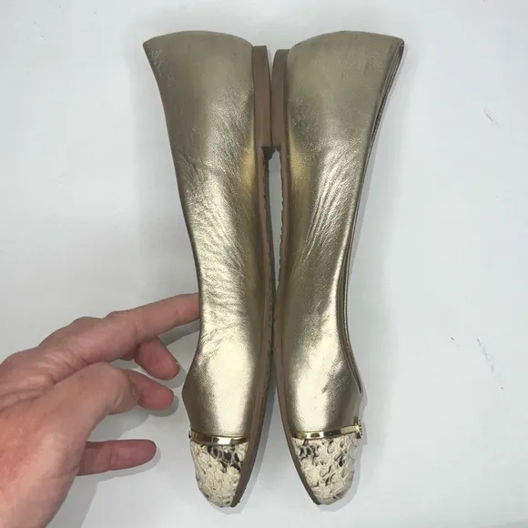 Tory Burch Gold Toe Cap Flats