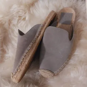 TORY BURCH Gray Suede Espadrille Mules Slides 5M