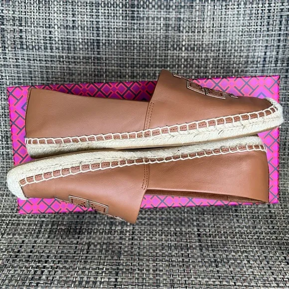 Tory Burch Ines Espadrilles in Tan Nappa Leather Size 8.5