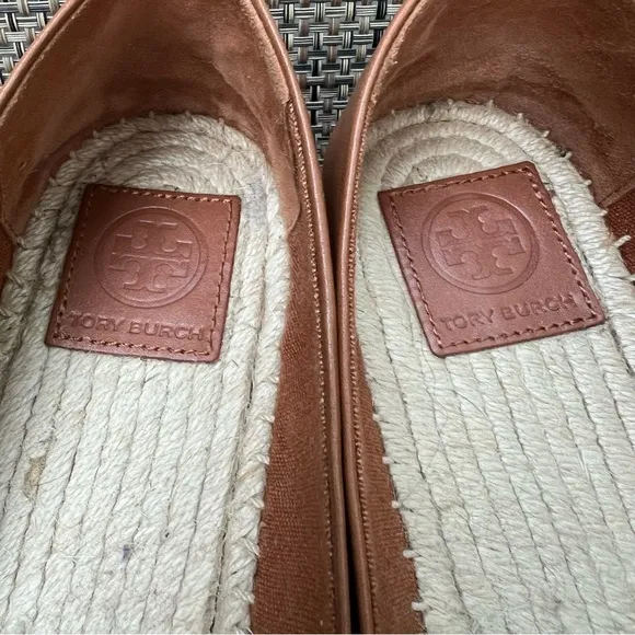 Tory Burch Ines Espadrilles in Tan Nappa Leather Size 8.5