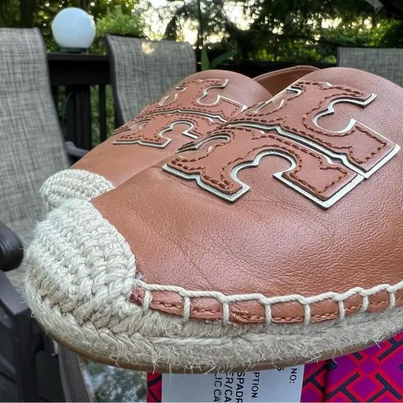 Tory Burch Ines Espadrilles in Tan Nappa Leather Size 8.5