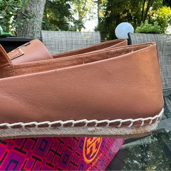 Tory Burch Ines Espadrilles in Tan Nappa Leather Size 8.5