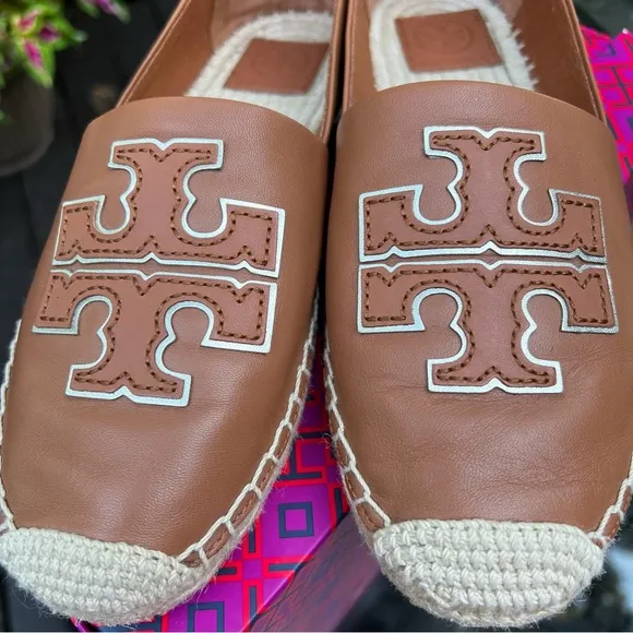 Tory Burch Ines Espadrilles in Tan Nappa Leather Size 8.5