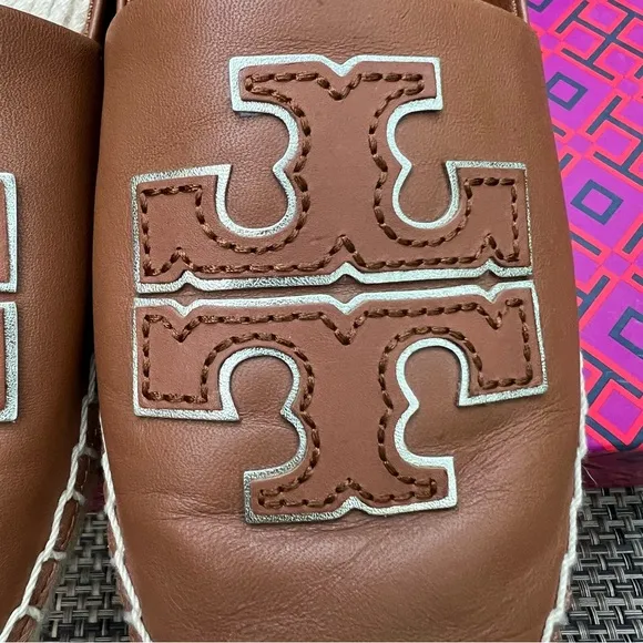 Tory Burch Ines Espadrilles in Tan Nappa Leather Size 8.5