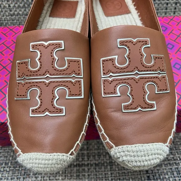 Tory Burch Ines Espadrilles in Tan Nappa Leather Size 8.5