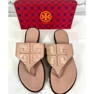 #TORY BURCH Jamie Full Logo Thong Blush Pink Size 7