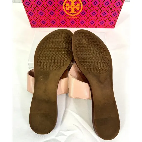 #TORY BURCH Jamie Full Logo Thong Blush Pink Size 7
