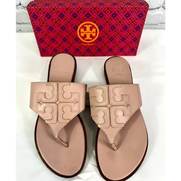 #TORY BURCH Jamie Full Logo Thong Blush Pink Size 7
