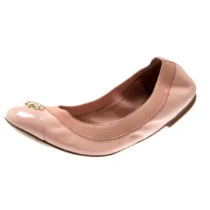 Tory Burch Jolie Ballet Flats Blush Pink Scrunch Patent Leather Ballerina