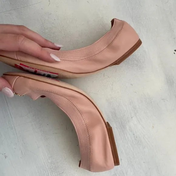 Tory Burch Jolie Ballet Flats Blush Pink Scrunch Patent Leather Ballerina