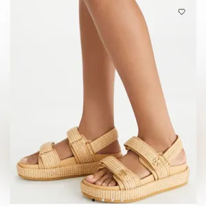 Tory Burch KIRA Raffia SPORT SANDAL$328 size 7.5 NEW Color: Havana Sand