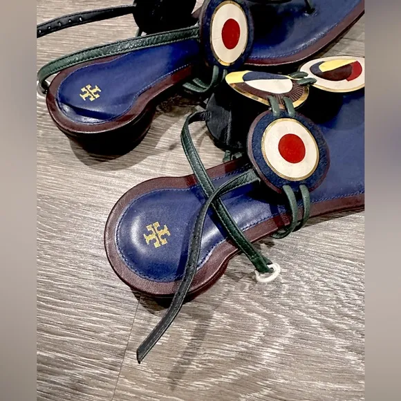 Tory Burch Marquetry Disk Slingback Sandal Size 8 In Excellent Condition