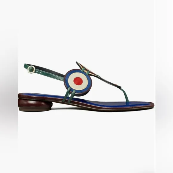 Tory Burch Marquetry Disk Slingback Sandal Size 8 In Excellent Condition