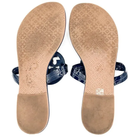 Tory Burch Miller Rainbow Royals Navy Leather Thong Sandals