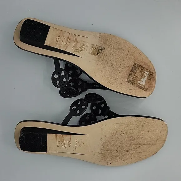 Tory Burch Miller Tiny 10MM Thong Black Sandals 7.5