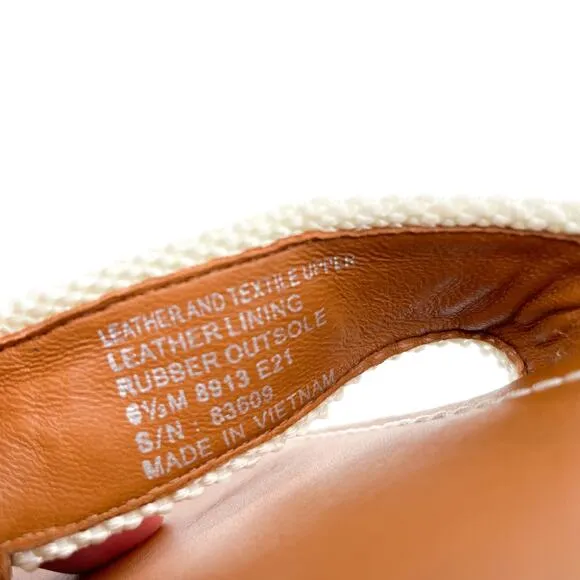 Tory Burch Mini Benton Chain Stripe Sandals Flat Brown Thong Leather Sz 6.5