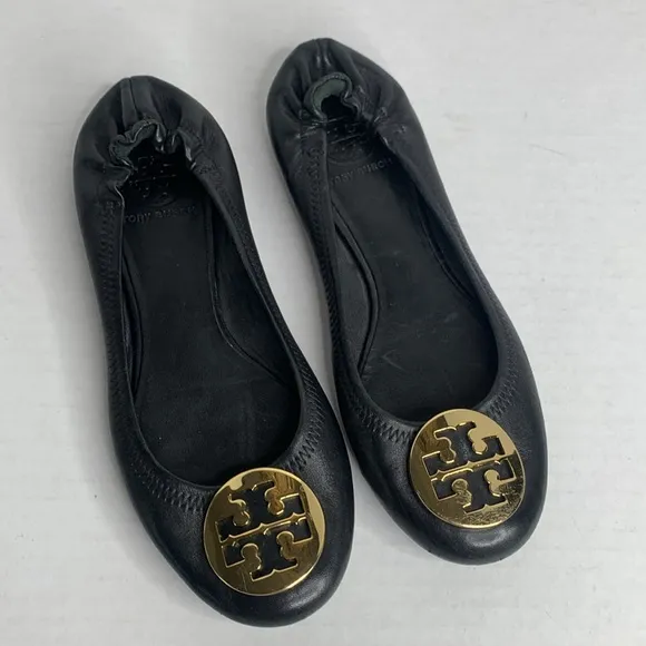 Tory Burch Minnie black leather ballet flats