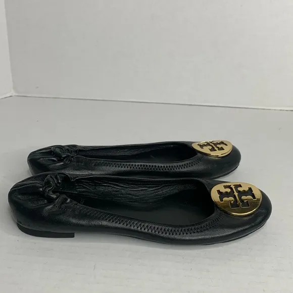 Tory Burch Minnie black leather ballet flats