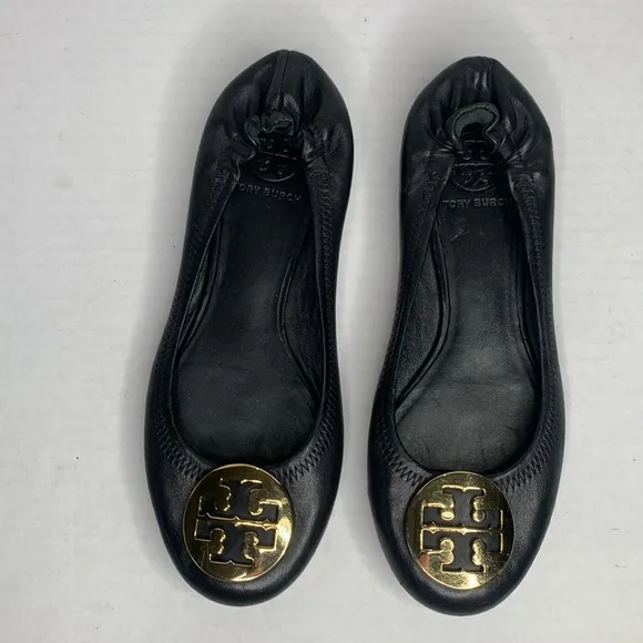 Tory Burch Minnie black leather ballet flats