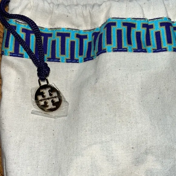 Tory Burch navy blue and ivory platform thong sandals size 8.5 NWOT