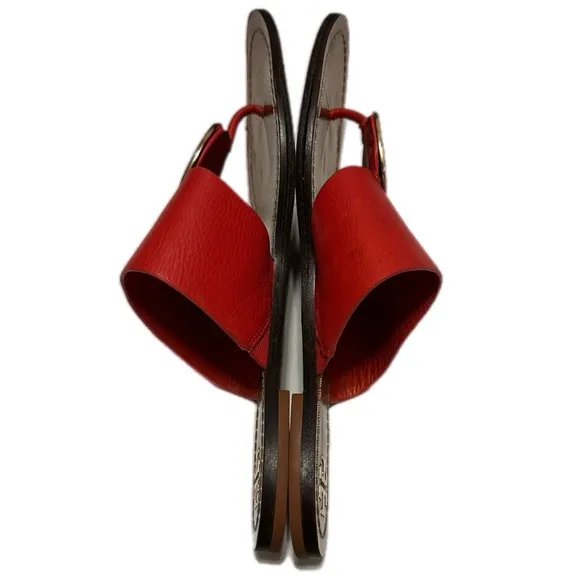 Tory Burch Patos Disk Thong Sandals, Brilliant Red / Gold Size 9M