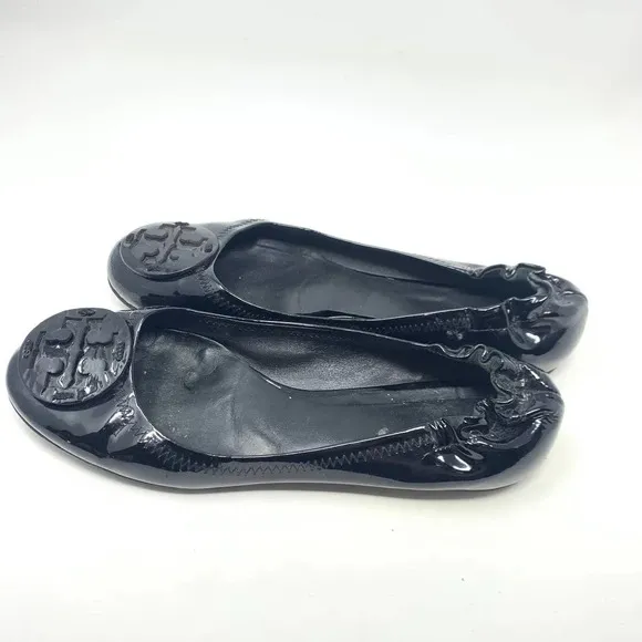 Tory Burch Reva Classic Patent Leather Ballet Flats Black Size US 7.5