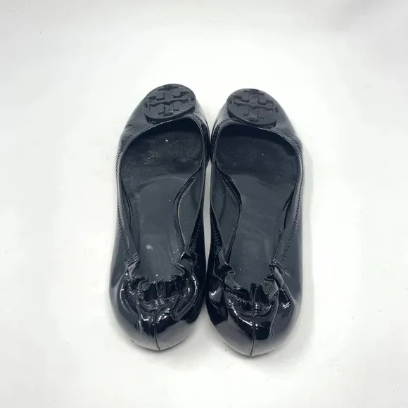 Tory Burch Reva Classic Patent Leather Ballet Flats Black Size US 7.5