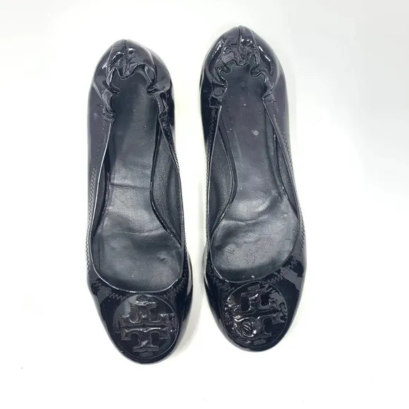 Tory Burch Reva Classic Patent Leather Ballet Flats Black Size US 7.5