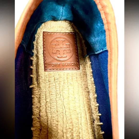 Tory Burch Shaw Espadrille Raffia Shoes Blue and Tan Size 8.5