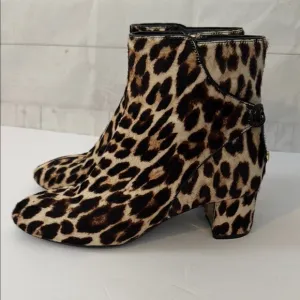 Tory Burch Size 8 Laila Calf Hair Leopard Print Ankle Boots