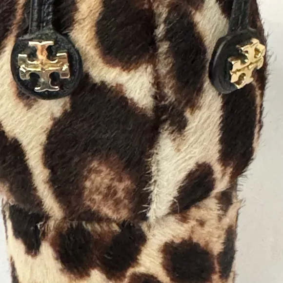 Tory Burch Size 8 Laila Calf Hair Leopard Print Ankle Boots