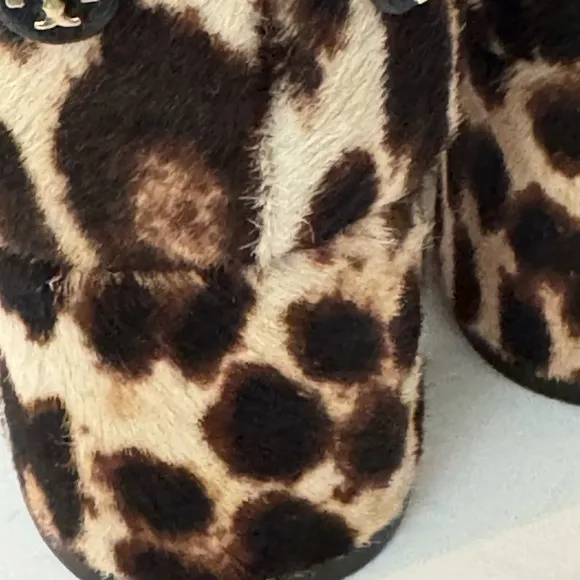 Tory Burch Size 8 Laila Calf Hair Leopard Print Ankle Boots