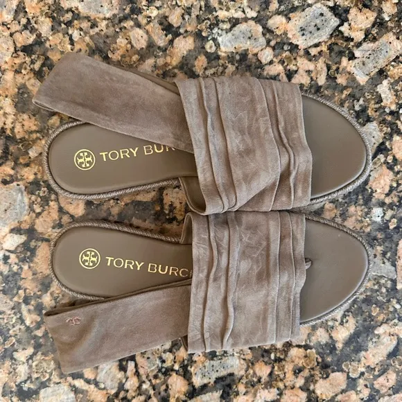 Tory Burch Suede Slingback Espadrilles In Leccio tan