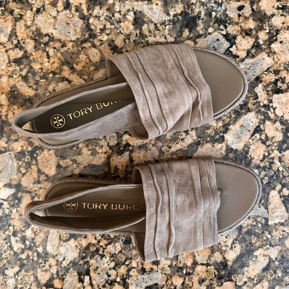 Tory Burch Suede Slingback Espadrilles In Leccio tan