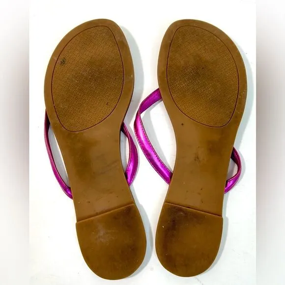 Tory Burch Terra Magenta Metallic Leather Thong Sandals size 7.5