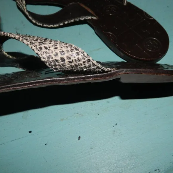 Tory Burch Thora Thong Embossed Snake Sandals Size 8M