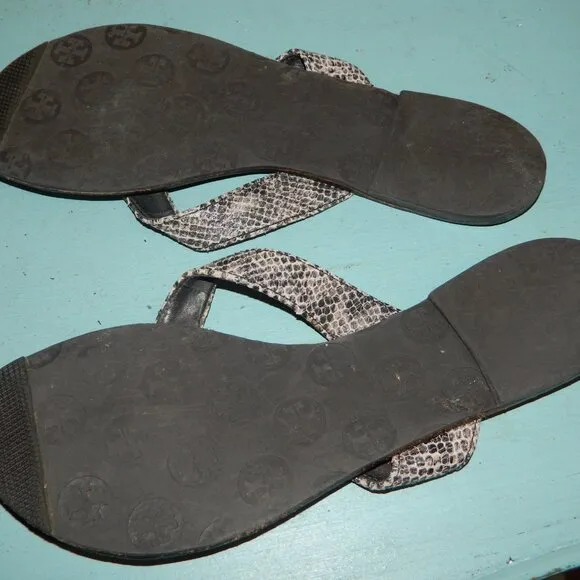 Tory Burch Thora Thong Embossed Snake Sandals Size 8M