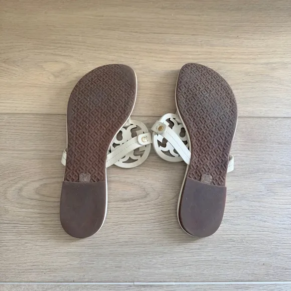 Tory Burch White Miller Thong Women's White Sandals Size 9