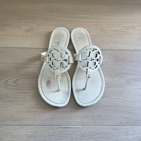 Tory Burch White Miller Thong Women's White Sandals Size 9