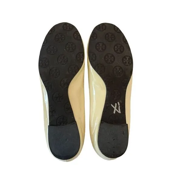 Tory Burch Women's White Patent Leather Slip On Ballet Flats Size 7