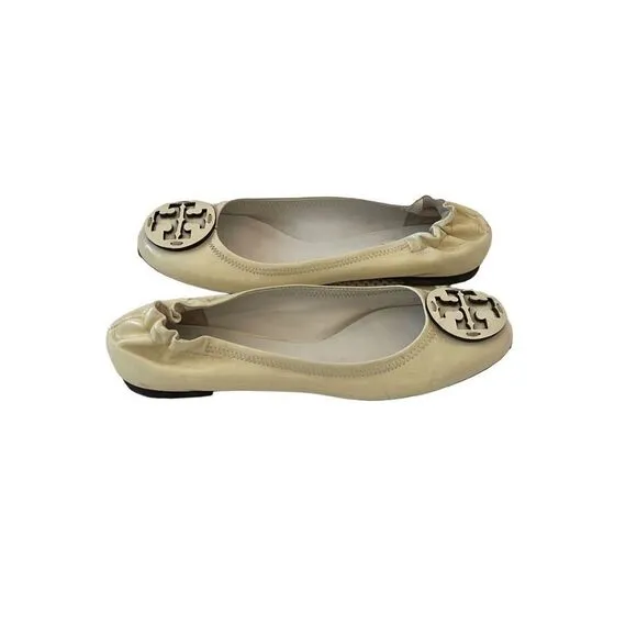 Tory Burch Women's White Patent Leather Slip On Ballet Flats Size 7