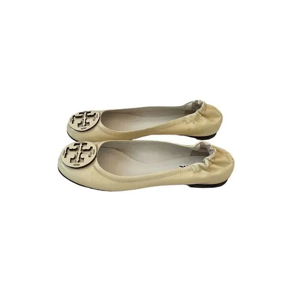 Tory Burch Women's White Patent Leather Slip On Ballet Flats Size 7