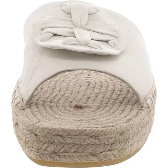 Tory Burch Womens Woven Doublet Ivory Leather Flat SlideO Espadrilles New