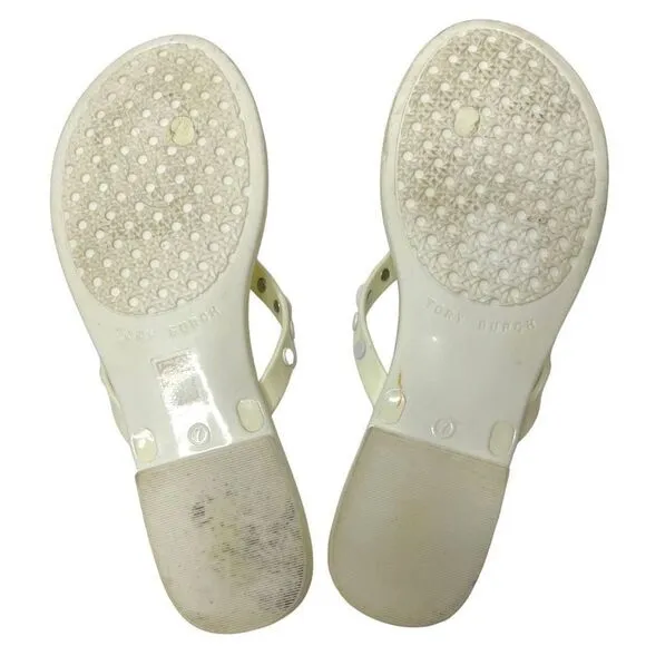 Tory Burch Studded Jelly Sandals Flip Flop Sandal Ivory White Size 7