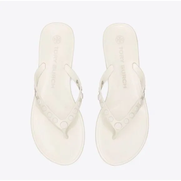 Tory Burch Studded Jelly Sandals Flip Flop Sandal Ivory White Size 7