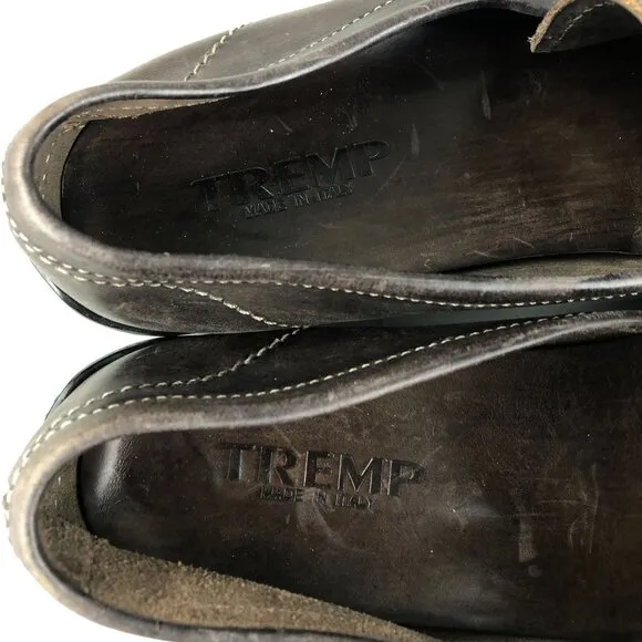 Tremp Men's Size 45 Brown Leather Closed Toe Slip On Driving Shoes Loafers ITALY