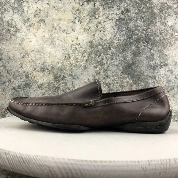 Tremp Men's Size 45 Brown Leather Closed Toe Slip On Driving Shoes Loafers ITALY