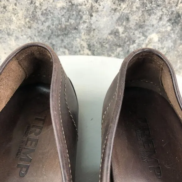 Tremp Men's Size 45 Brown Leather Closed Toe Slip On Driving Shoes Loafers ITALY