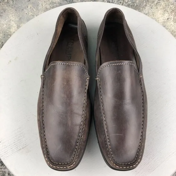 Tremp Men's Size 45 Brown Leather Closed Toe Slip On Driving Shoes Loafers ITALY