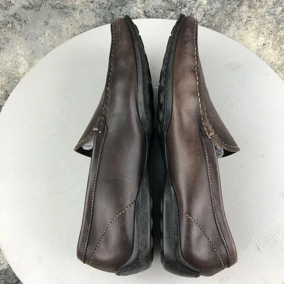 Tremp Men's Size 45 Brown Leather Closed Toe Slip On Driving Shoes Loafers ITALY